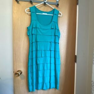 Teal Calvin Klein Tiered Dress